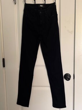 Paige Gemma Black Skinny Straight Jeans
